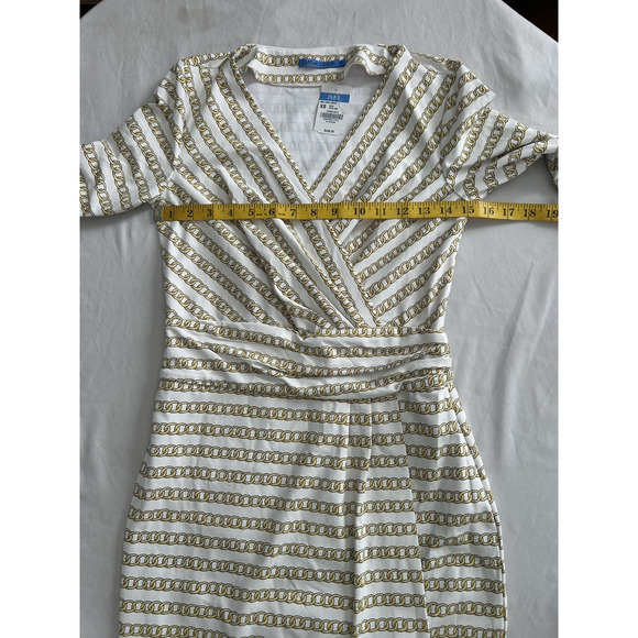 J. McLaughlin Golden Chain Sheath Dress Womens Size XS Ivory Gold Preppy NWT - Picture 6 of 10